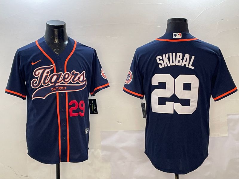 Men Detroit Tigers 29 Skubal Blue Joint Name 2025 Nike MLB Jersey style 3